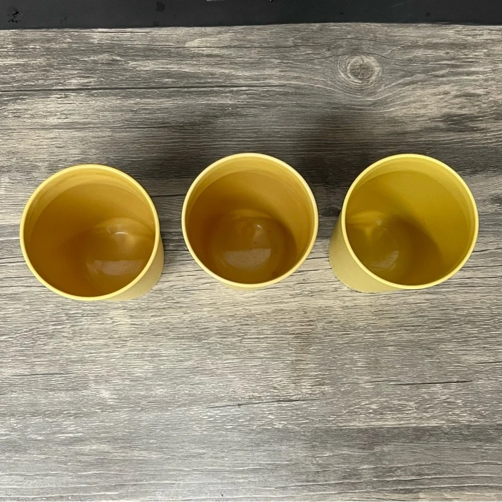 Vintage Yellow Tupperware Tumblers Set of 3 • Retro Cups • Stackable Kitchenware